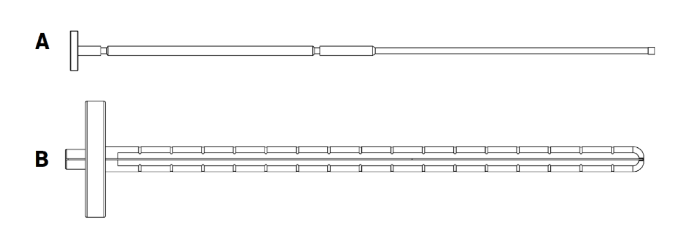 Rigicon Furlow Insertion Tool components:  a) Obturator  b) Cylinder handle